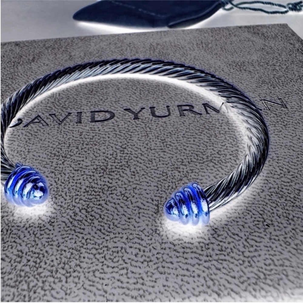 David Yurman Silver Cable Bracelet Rotateing Cuff - Picture 6 of 7